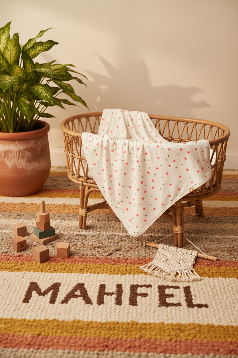 Premium Çift Katlı Pembe Çiçekli Bebek Battaniyesi