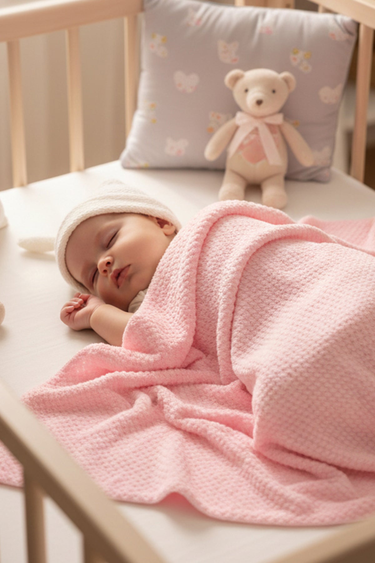 Pembe Jakarlı Tek Katlı Welsoft Bebek Battaniyesi