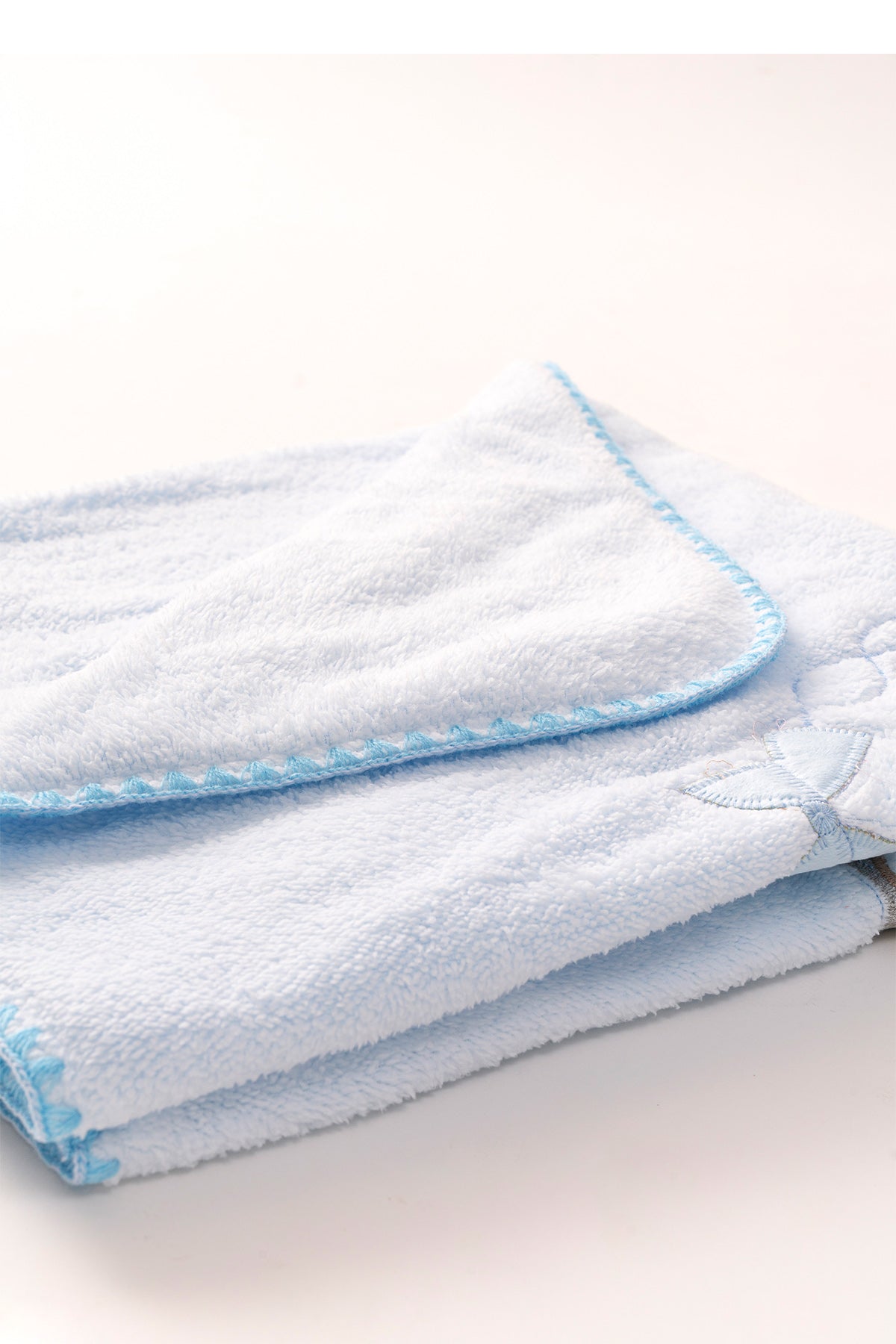 Salıncak Ayı Nakışlı Mavi Bebek Battaniyesi