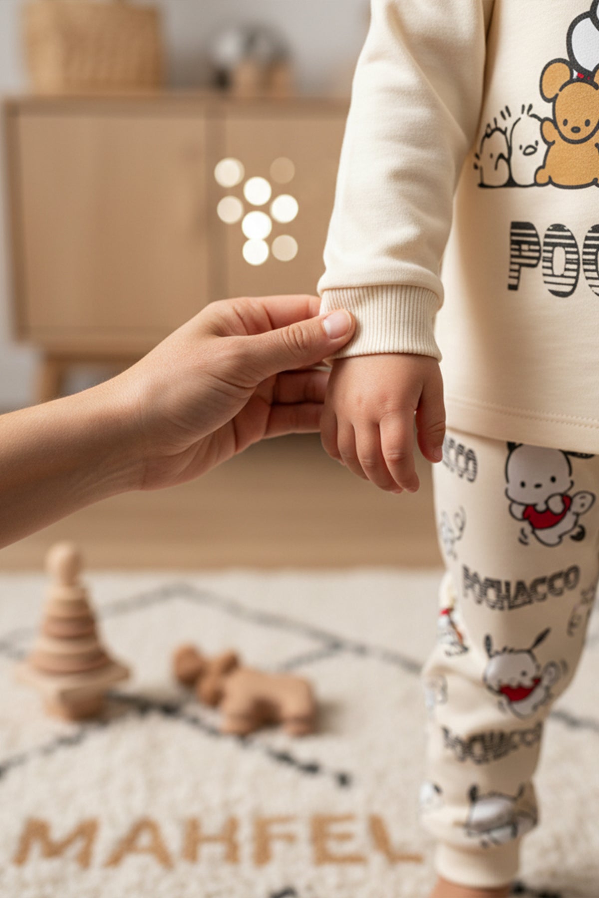 Ekru Pochacco Baskılı Pijama Takımı