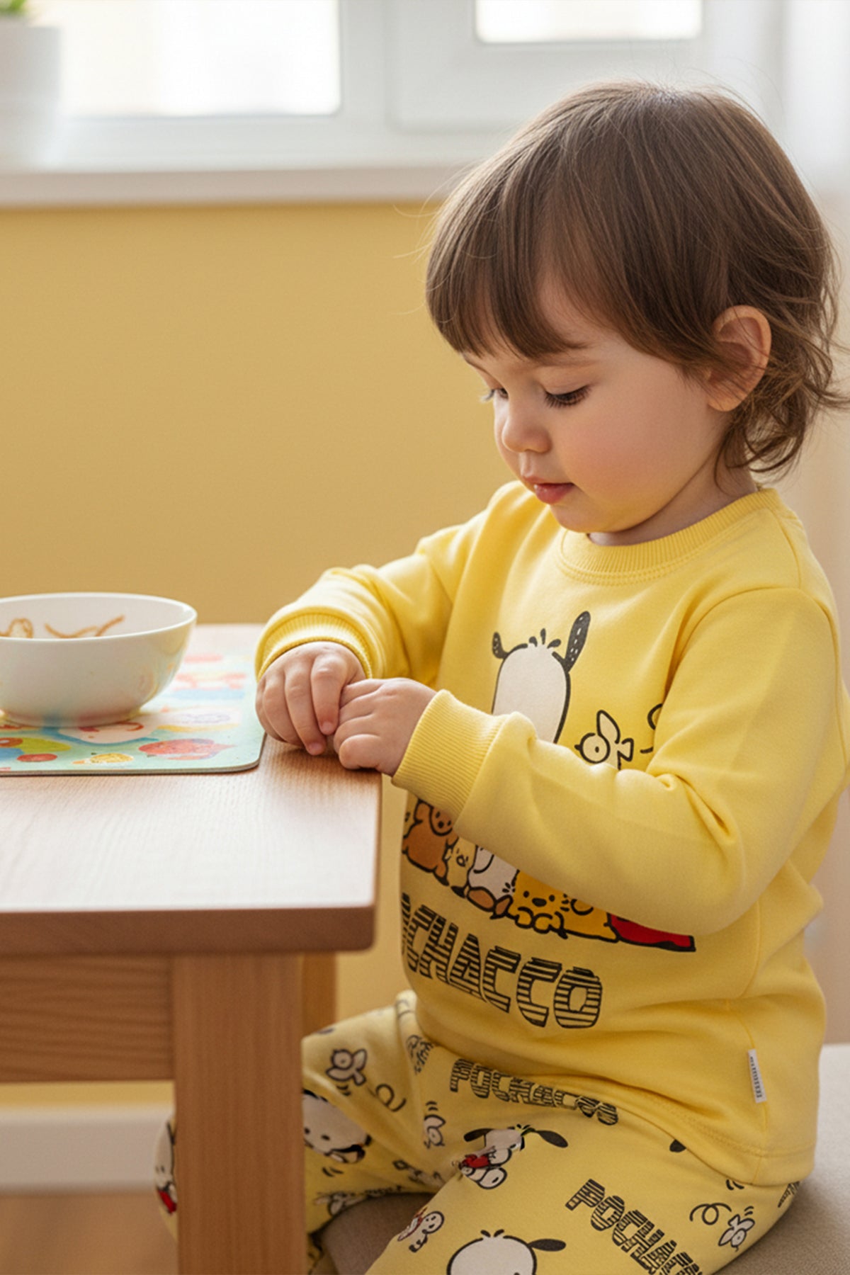 Sarı Pochacco Baskılı Pijama Takımı