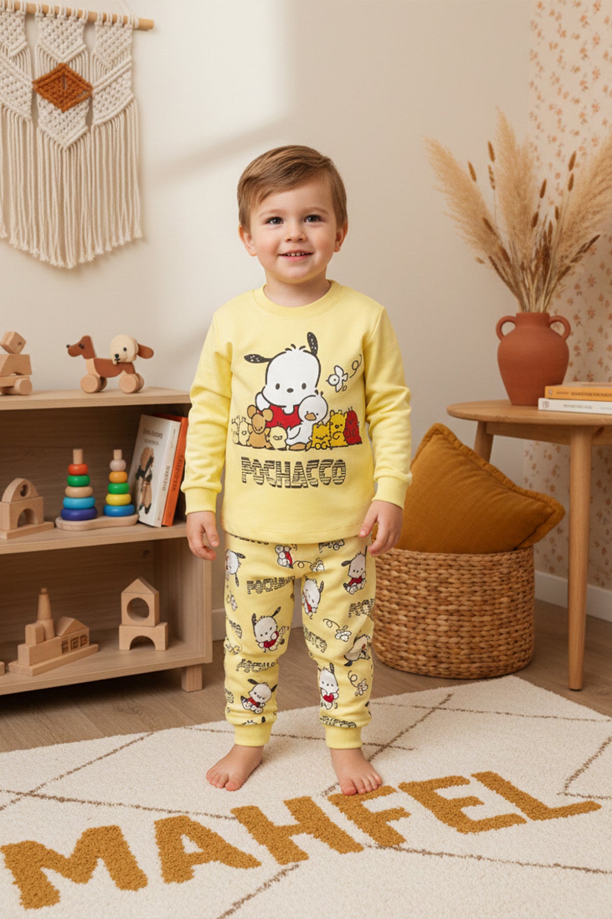 Sarı Pochacco Baskılı Pijama Takımı