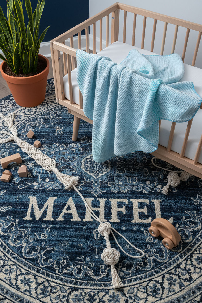 Mavi Jakarlı Tek Katlı Welsoft Bebek Battaniyesi