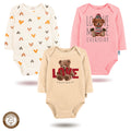 3'lü Uzun Kollu Kız Bebek Çıtçıtlı Body 01