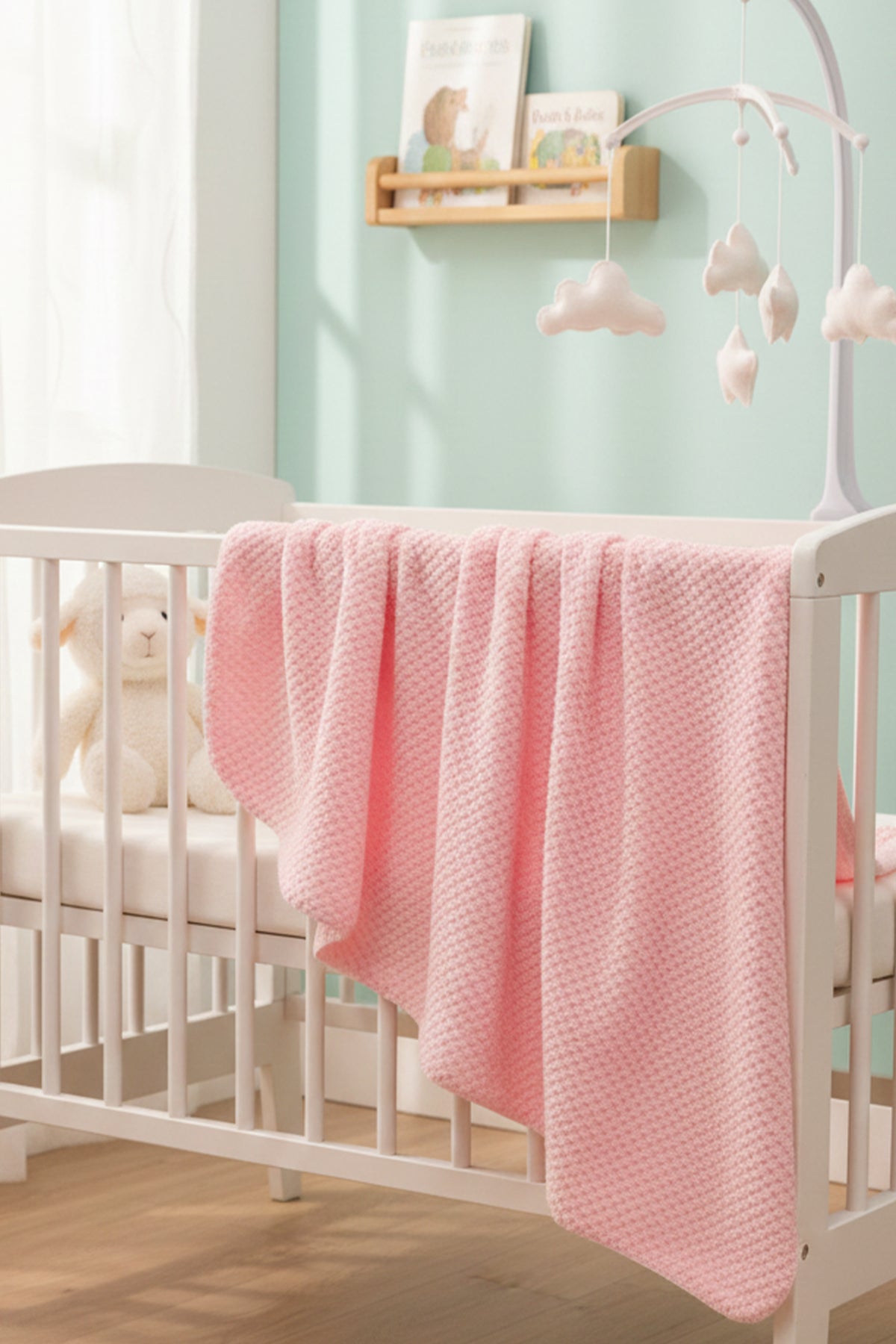 Pembe Jakarlı Tek Katlı Welsoft Bebek Battaniyesi