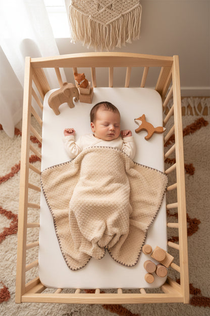 Kahve Jakarlı Tek Katlı Welsoft Bebek Battaniyesi