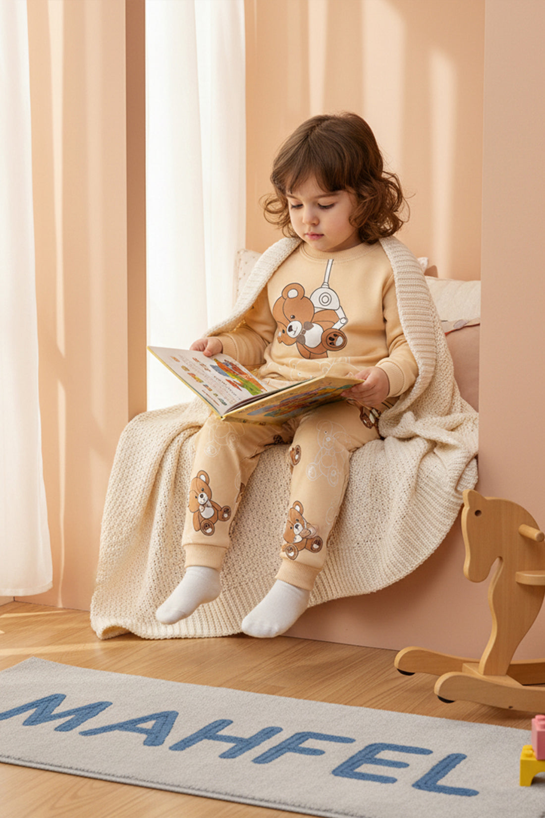 Sallanan Ayı Krem Pijama Takımı 1-6 Yaş