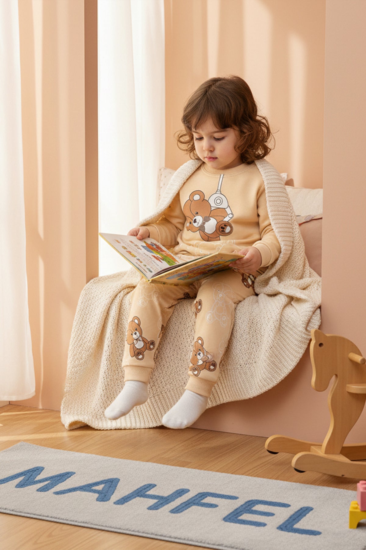 Sallanan Ayı Krem Pijama Takımı 1-6 Yaş