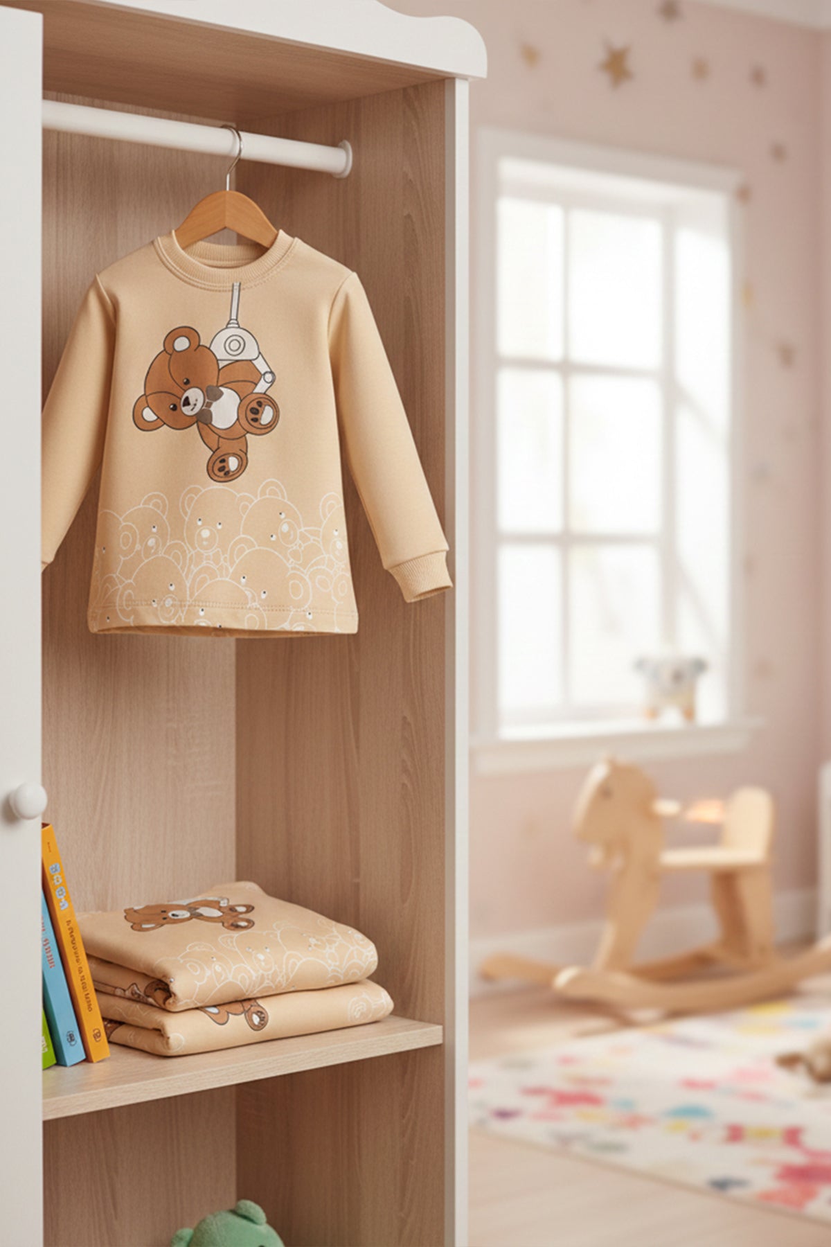 Sallanan Ayı Krem Pijama Takımı 1-6 Yaş