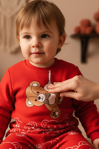 Sallanan Ayı Kırmızı Pijama Takımı 1-6 Yaş