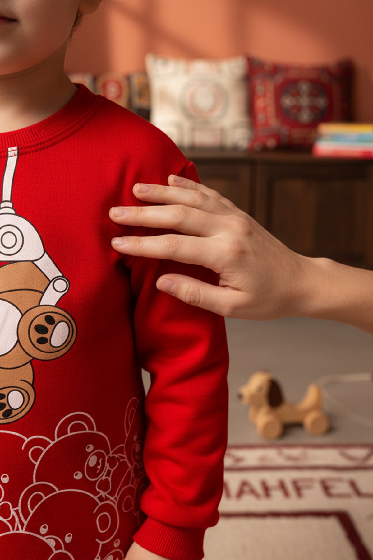 Sallanan Ayı Kırmızı Pijama Takımı 1-6 Yaş