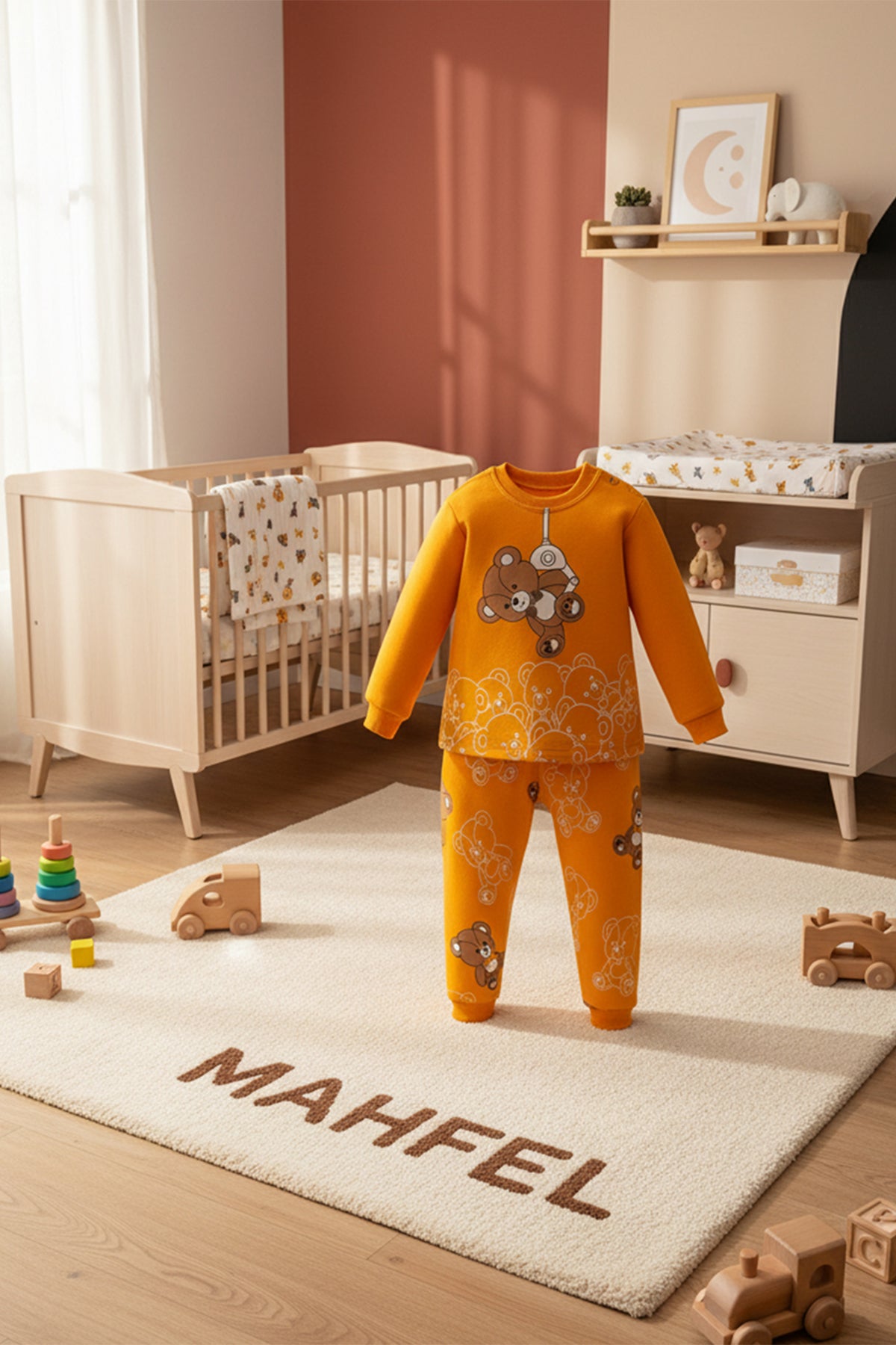 Sallanan Ayı Hardal Pijama Takımı 1-6 Yaş