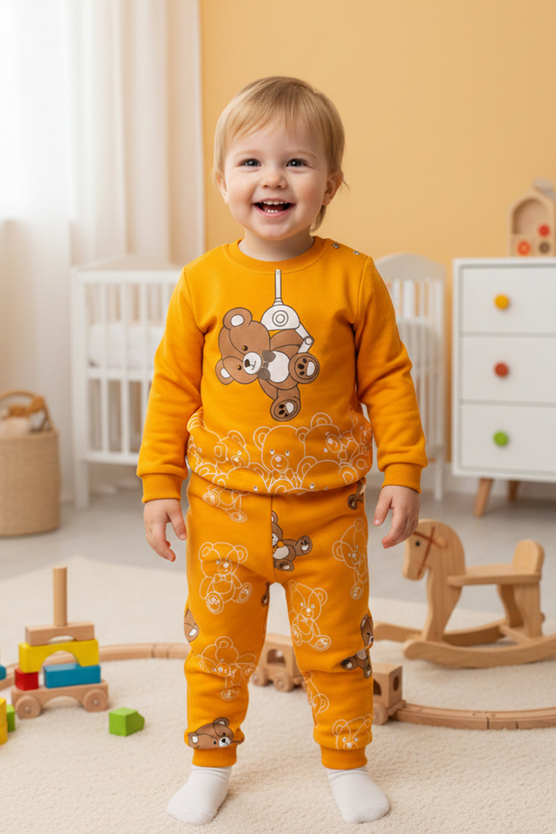 Sallanan Ayı Hardal Pijama Takımı 1-6 Yaş