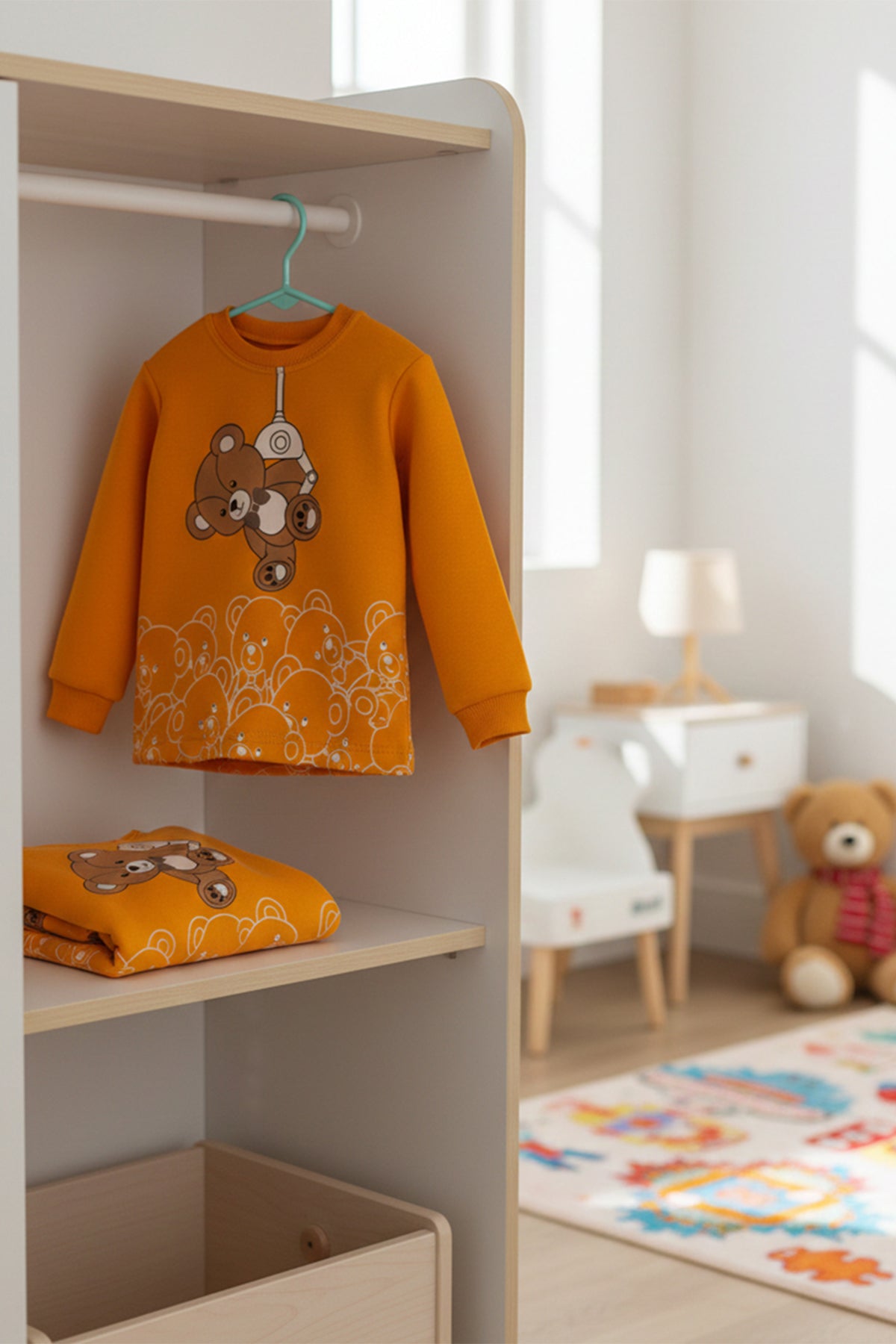 Sallanan Ayı Hardal Pijama Takımı 1-6 Yaş