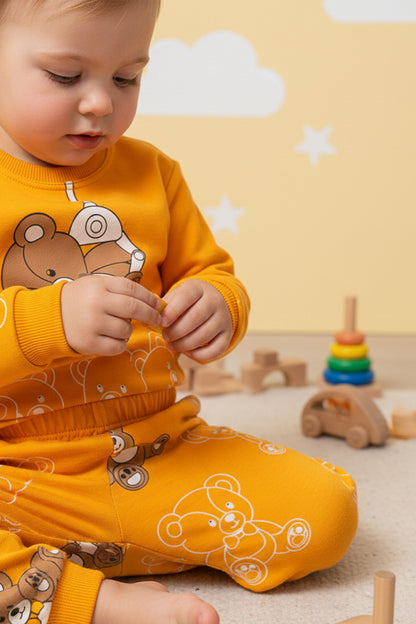 Sallanan Ayı Hardal Pijama Takımı 1-6 Yaş
