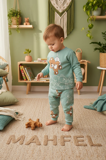 Sallanan Ayı Yeşil Pijama Takımı 1-6 Yaş