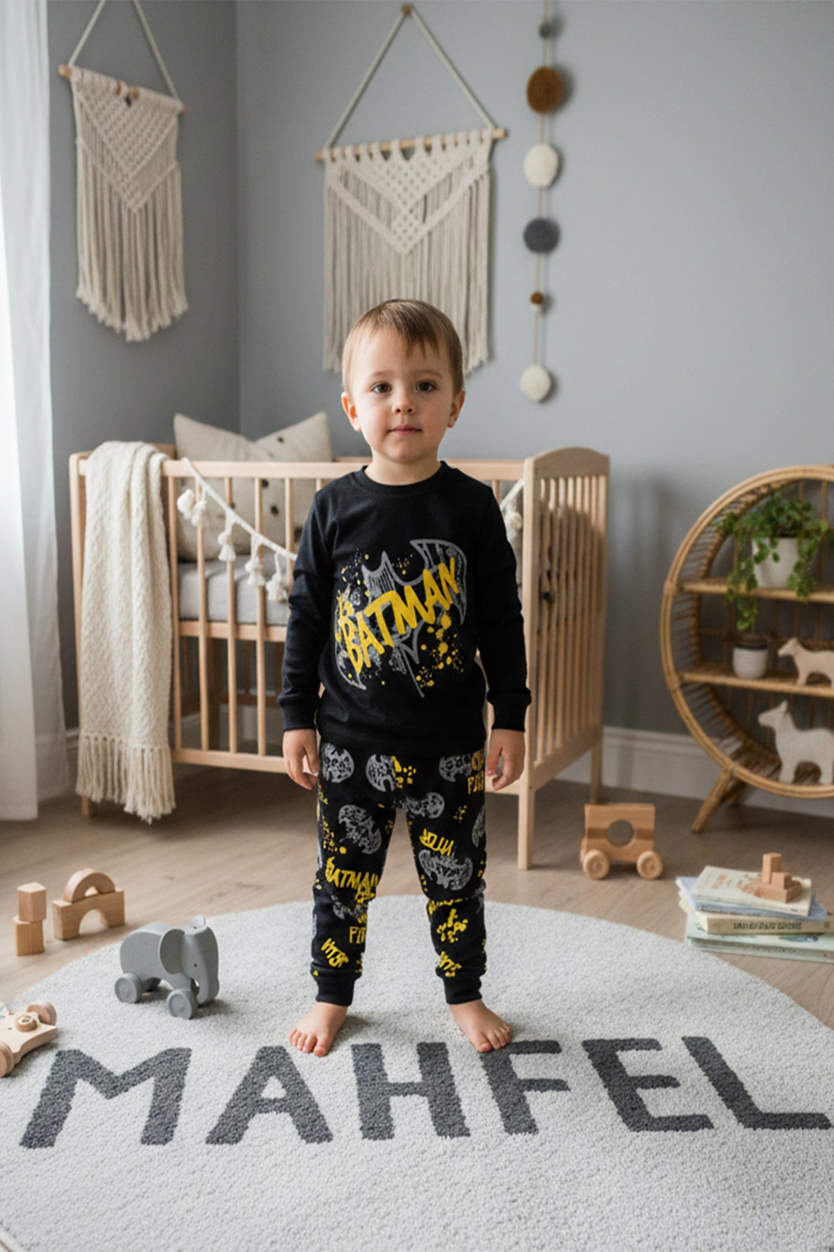 Batman Baskılı Siyah Pijama Takımı