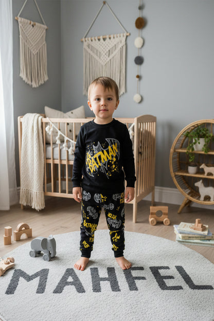 Batman Baskılı Siyah Pijama Takımı