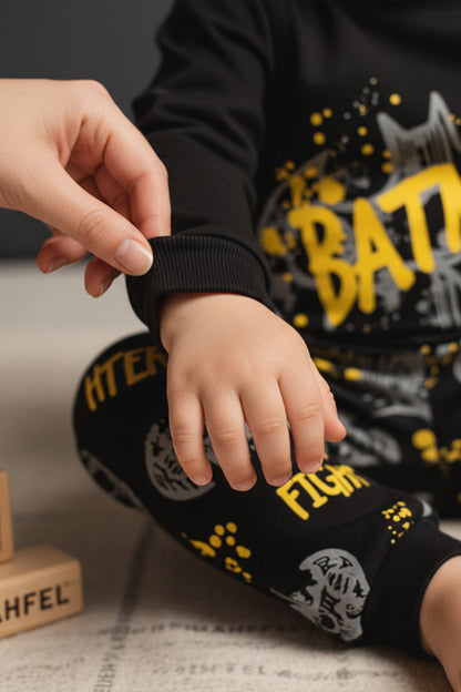 Batman Baskılı Siyah Pijama Takımı