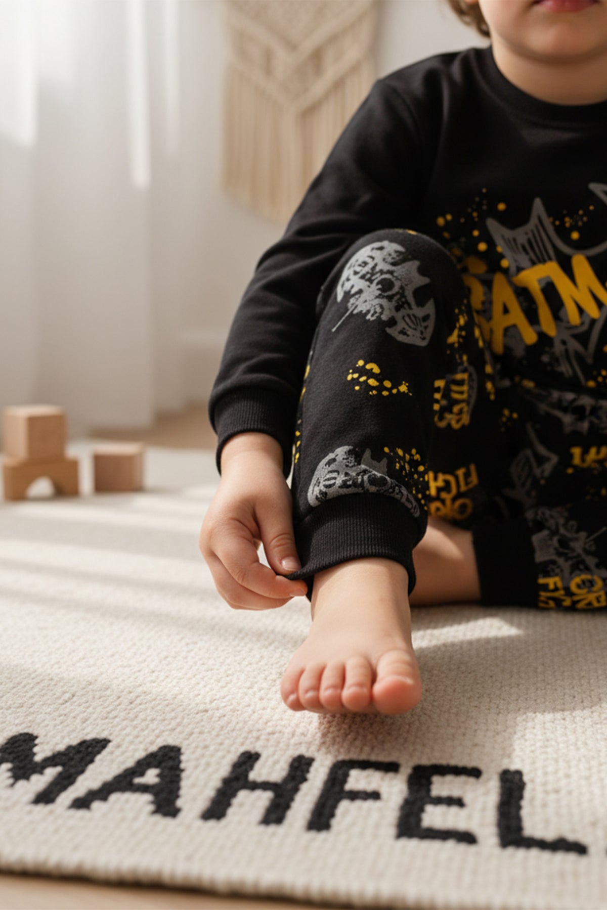 Batman Baskılı Siyah Pijama Takımı