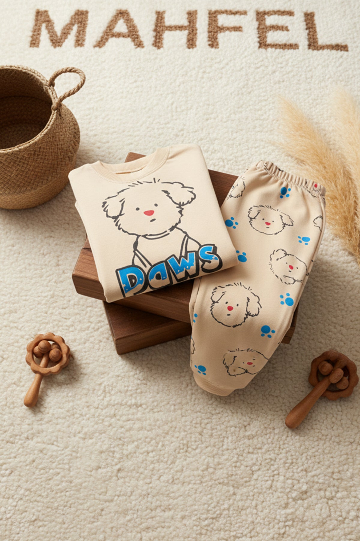 Paws Baskılı Krem Pijama Takımı