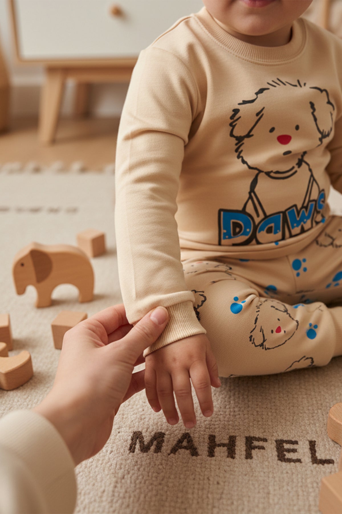 Paws Baskılı Krem Pijama Takımı