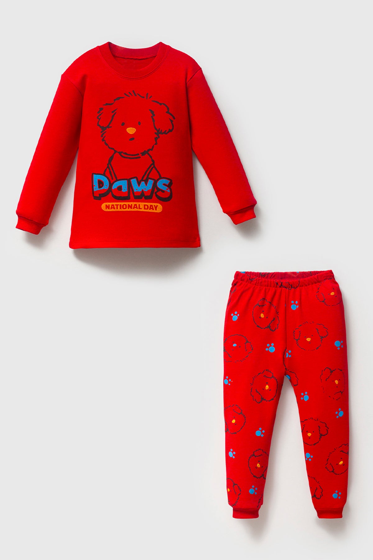 Paws Baskılı Kırmızı Pijama Takımı