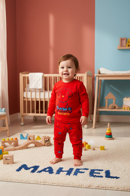 Paws Baskılı Kırmızı Pijama Takımı