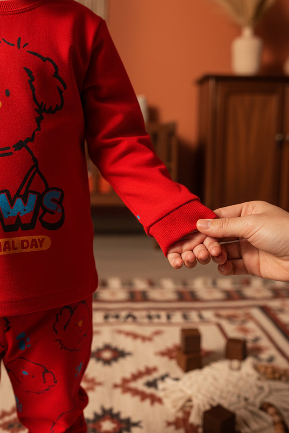 Paws Baskılı Kırmızı Pijama Takımı