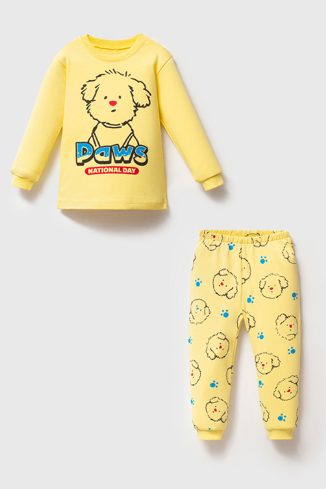 Paws Baskılı Sarı Pijama Takımı