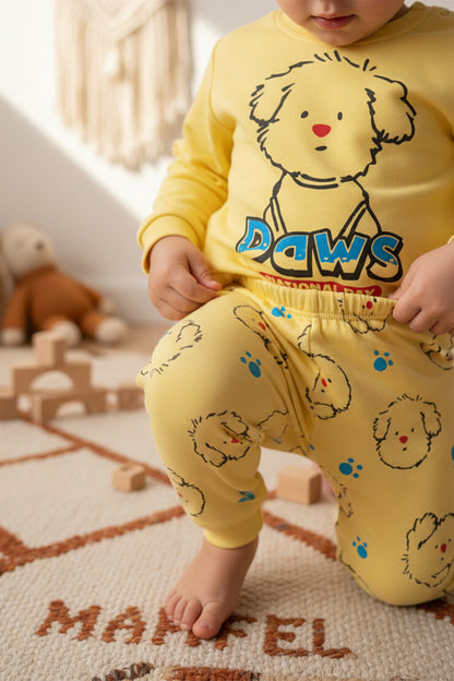 Paws Baskılı Sarı Pijama Takımı