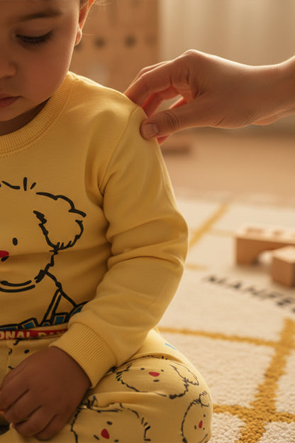 Paws Baskılı Sarı Pijama Takımı