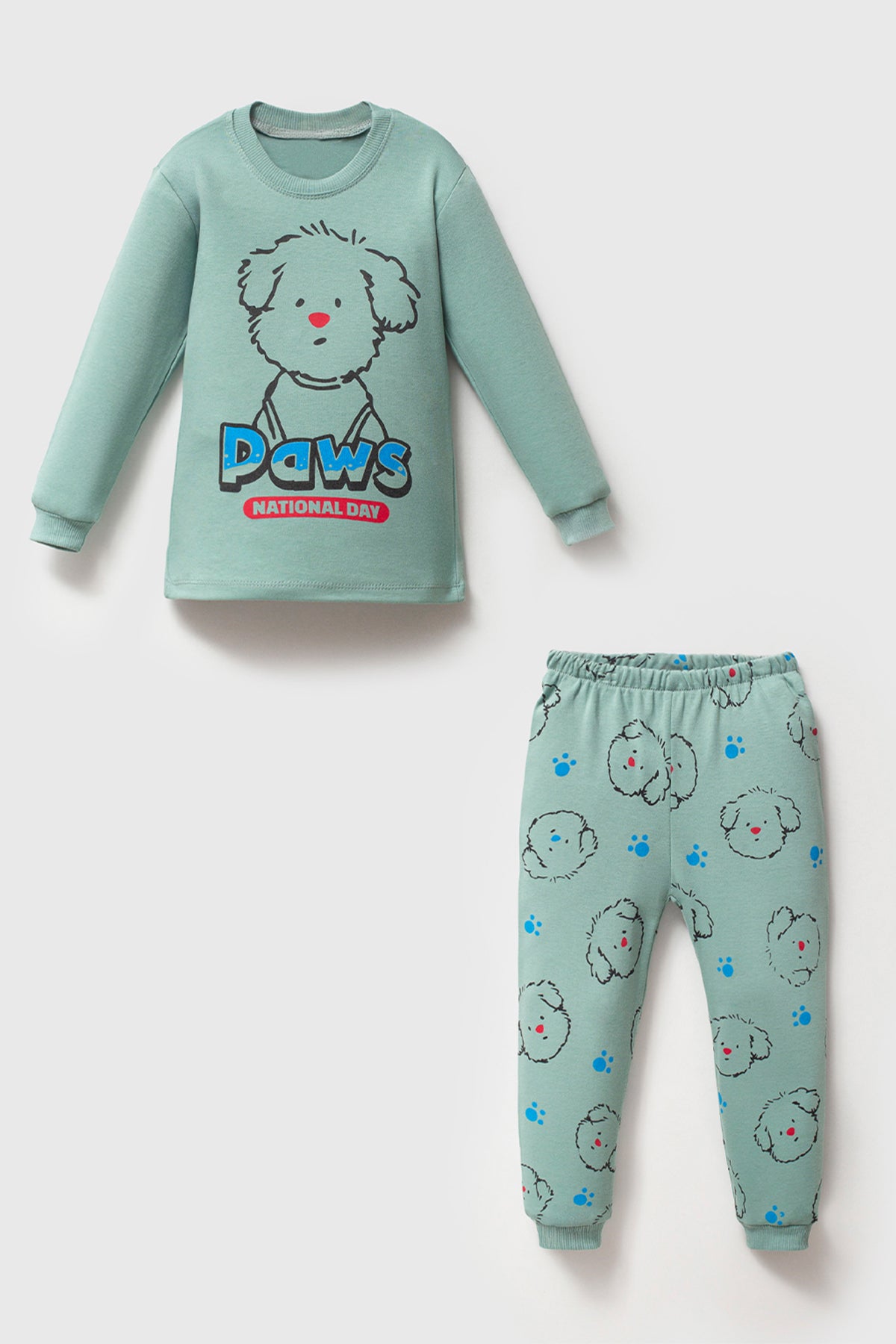 Paws Baskılı Yeşil Pijama Takımı