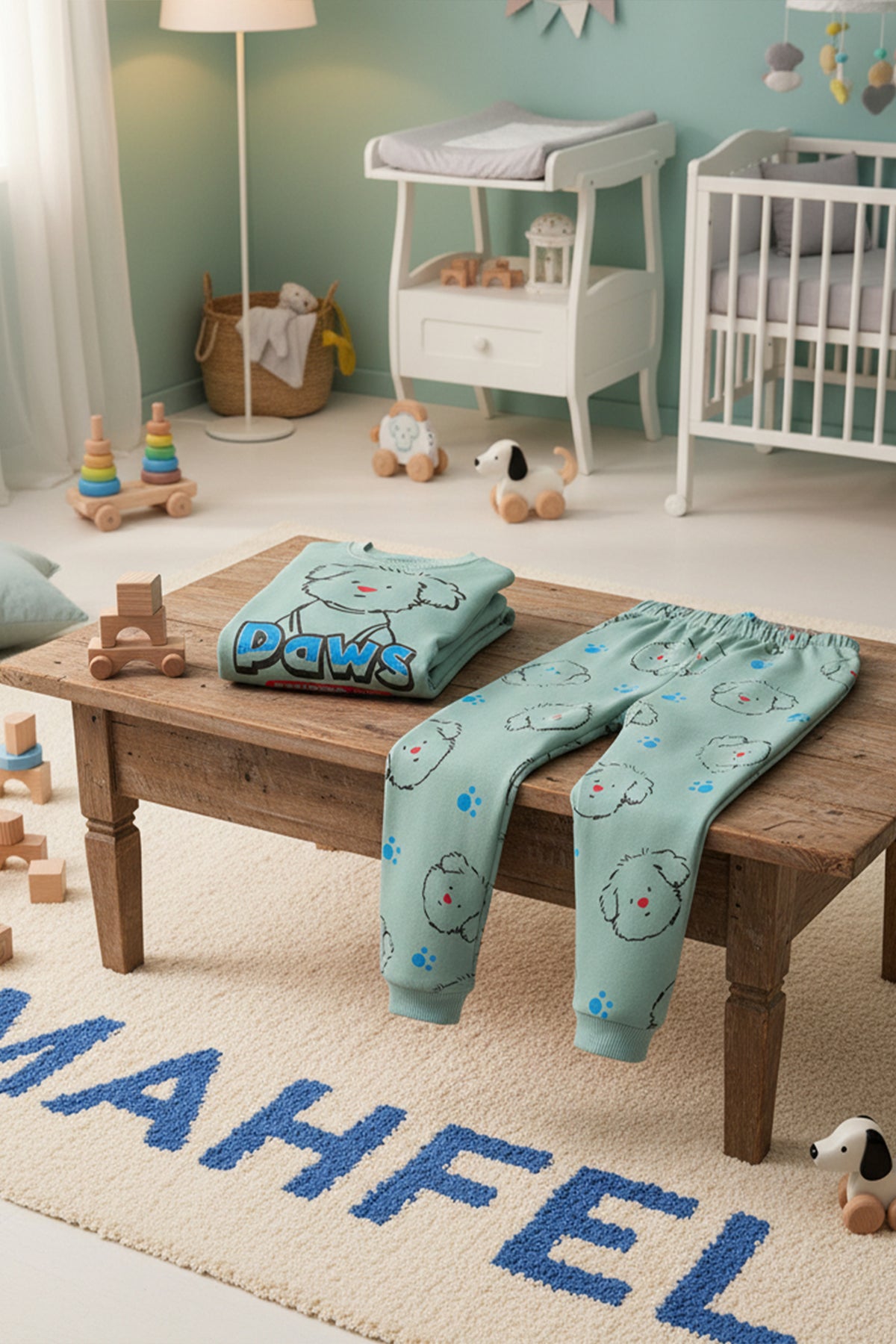 Paws Baskılı Yeşil Pijama Takımı