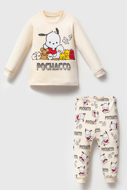 Ekru Pochacco Baskılı Pijama Takımı