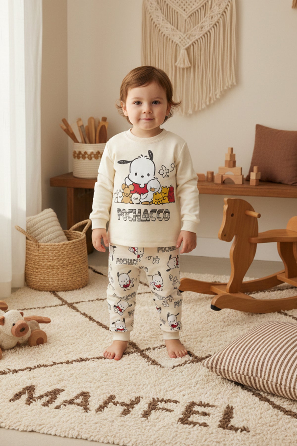 Ekru Pochacco Baskılı Pijama Takımı