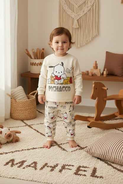 Ekru Pochacco Baskılı Pijama Takımı