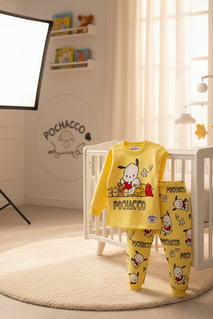 Sarı Pochacco Baskılı Pijama Takımı