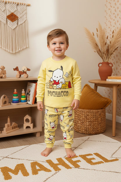Sarı Pochacco Baskılı Pijama Takımı