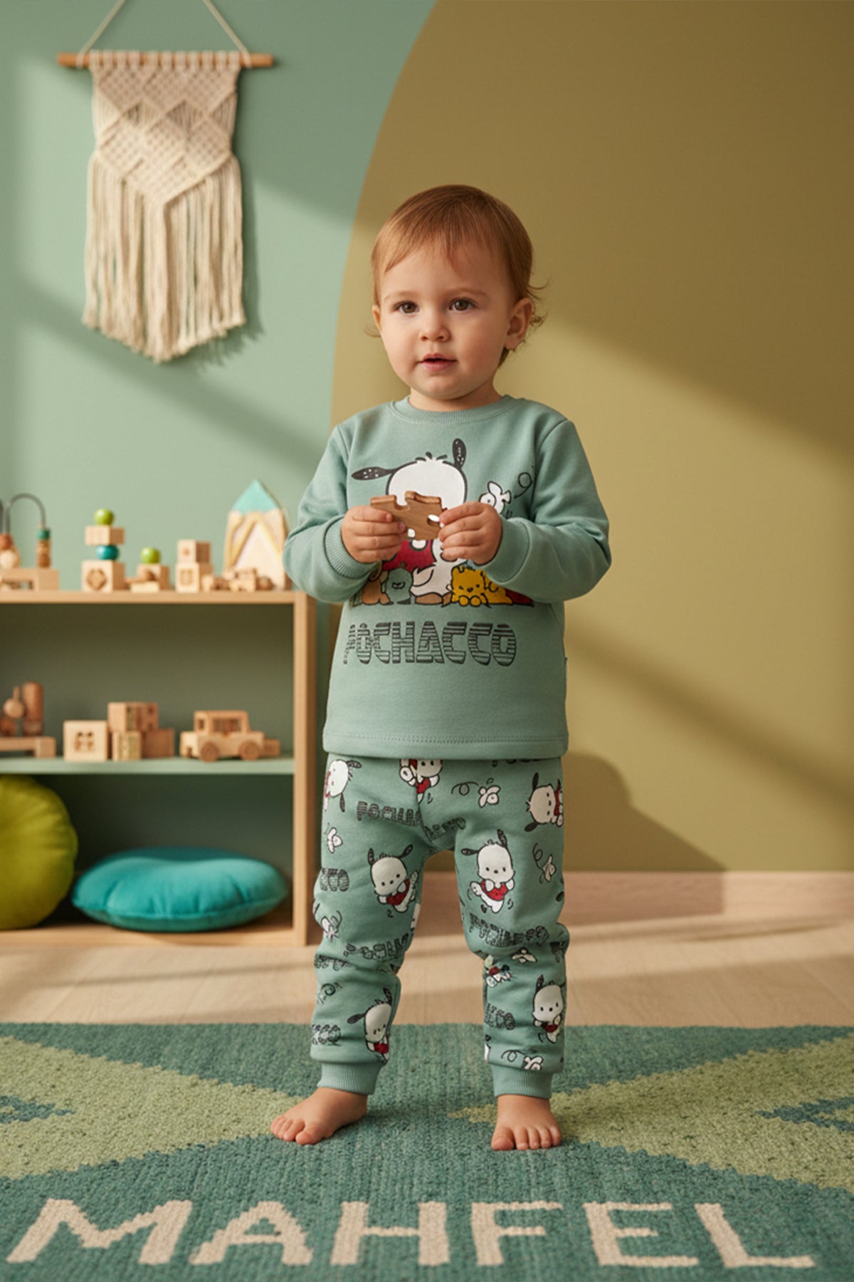 Yeşil Pochacco Baskılı Pijama Takımı
