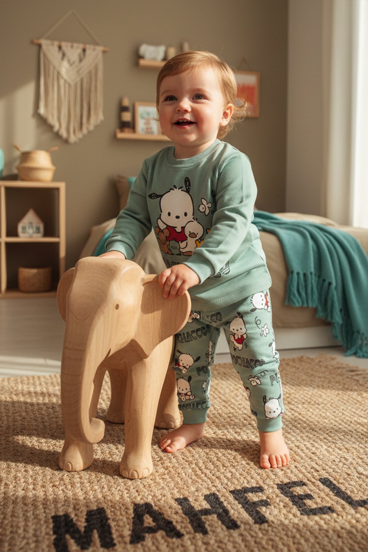 Yeşil Pochacco Baskılı Pijama Takımı