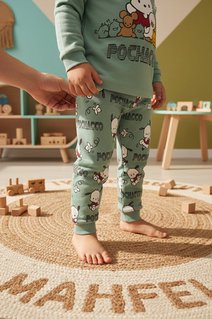 Yeşil Pochacco Baskılı Pijama Takımı