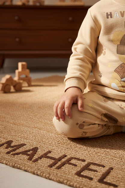 Krem Şapkalı Ayı Pijama Takımı