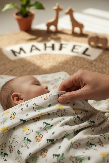 Premium Çift Katlı Hayvanlar Alemi Bebek Battaniyesi