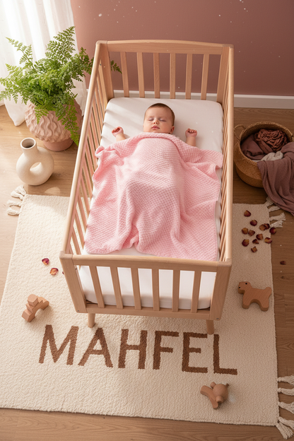 Pembe Jakarlı Tek Katlı Welsoft Bebek Battaniyesi