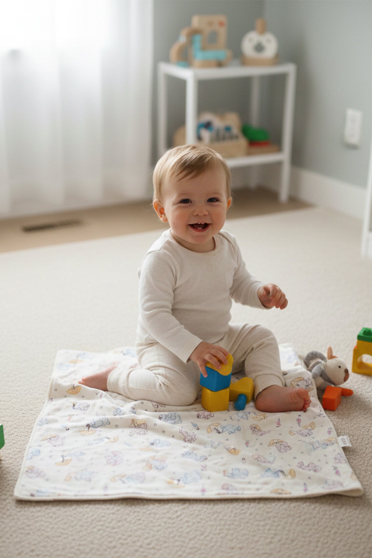 Premium Çift Katlı Filli Bebek Battaniyesi